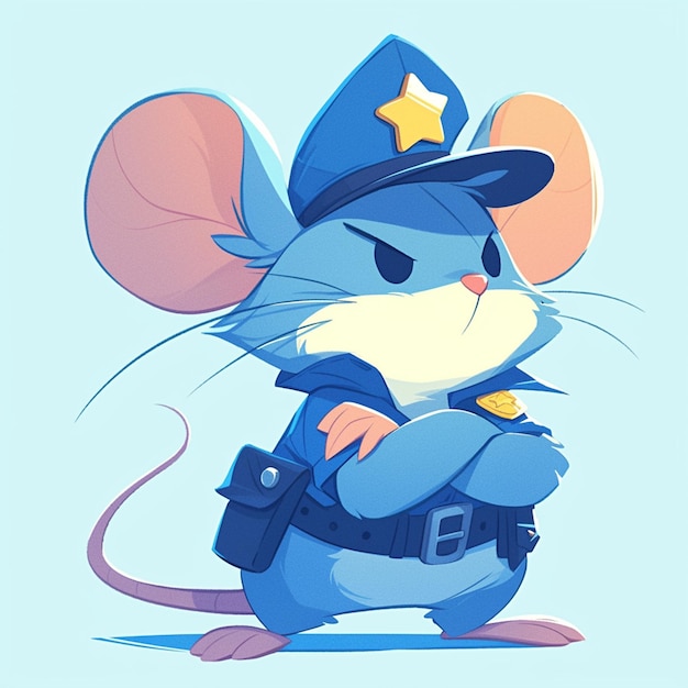 A alert mouse police cartoon style