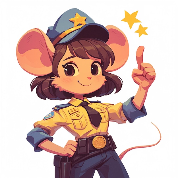 A alert mouse police cartoon style