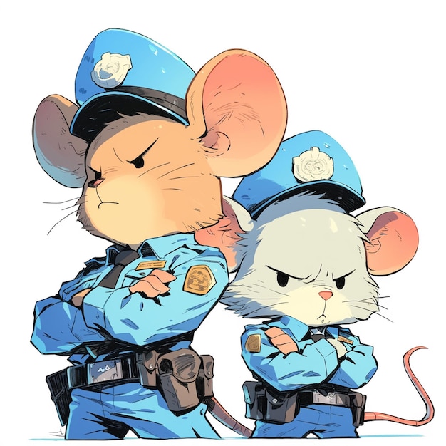 Vector a alert mouse police cartoon style