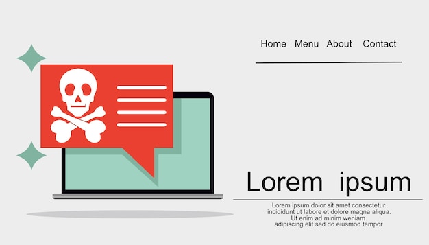 Alert notification on laptop computer vector, malware concept, spam data, fraud internet error