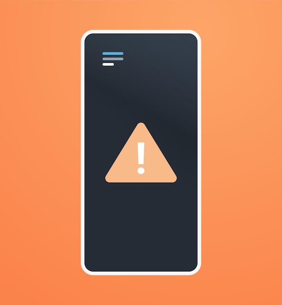 Vector alert symbol on smartphone screen and problem sign concept flat vector illustration.