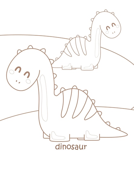 Alfabet D voor dinosaurus kleurplaten A4 voor kinderen en volwassenen