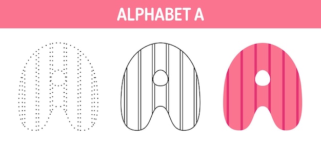 Vector alfabet een overtrek- en kleurwerkblad voor kinderen