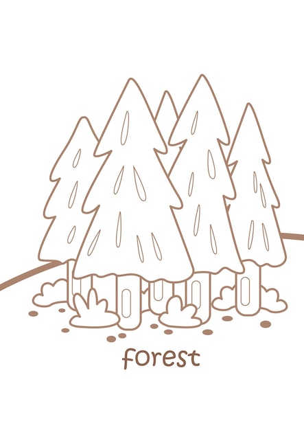 Alfabet F For Forest Coloring Pages A4 voor kinderen en volwassenen