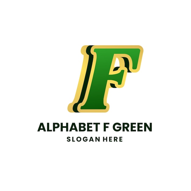 Vector alfabet f groen goud logo