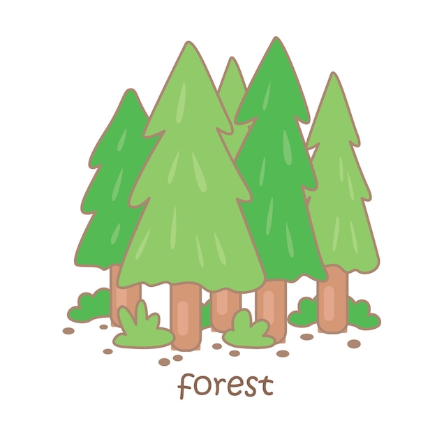 Alfabet F Voor Bos Illustratie Vector Clipart