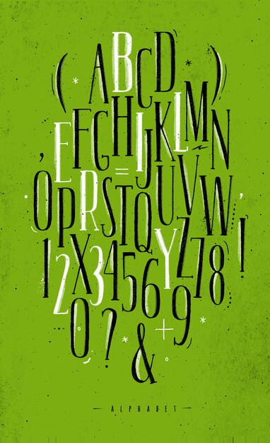 Vector alfabet gotische groene lettertype