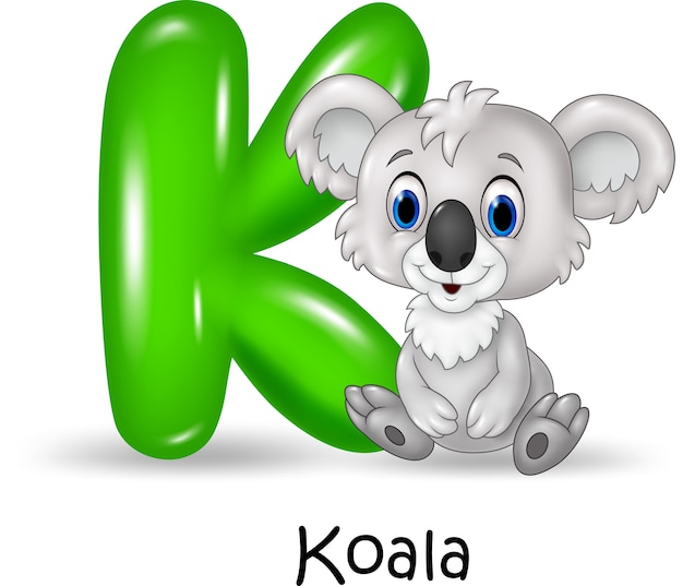 Alfabet k met koala