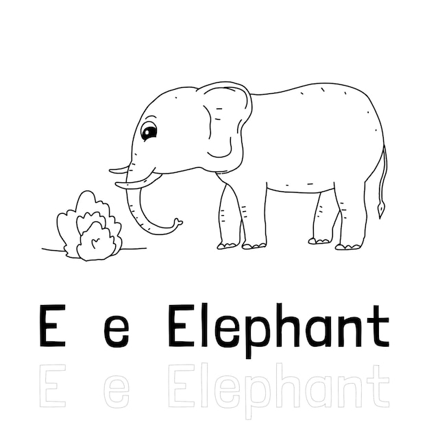 Alfabet letter e voor kleurplaat olifant kleurplaat dieren illustratie