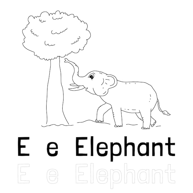 Vector alfabet letter e voor kleurplaat olifant kleurplaat dieren illustratie