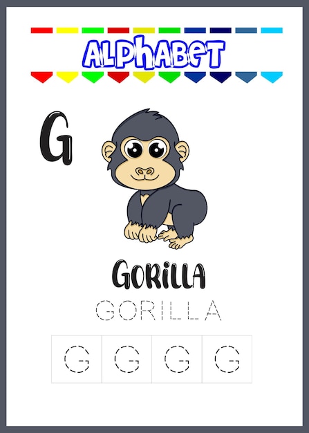 Alfabet letter g is gorilla pagina schattige gorilla