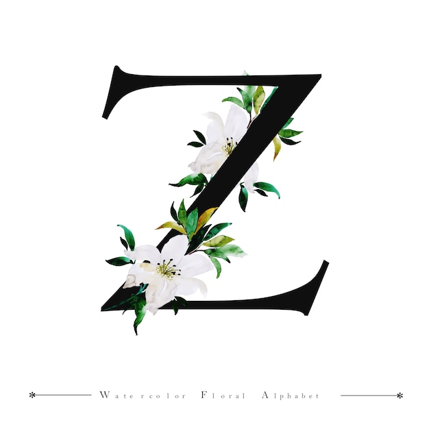 Alfabet letter z aquarel bloemen achtergrond