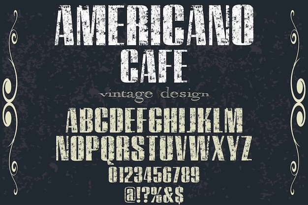 Alfabet lettertype typografie design americano café