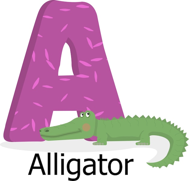 Vector alfabet met letter een engelse zoowild dier vector afbeelding