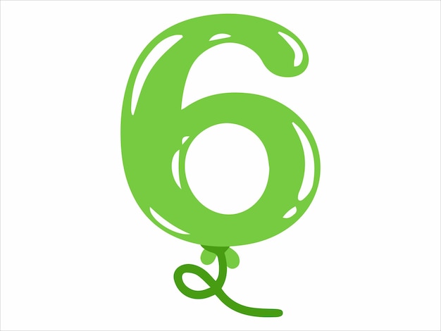 Alfabet nummer 6 met ballon illustratie