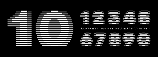 Vector alfabet nummer abstracte lijntekeningen moderne typografie lettertype vectorillustratie