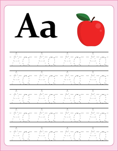 Alfabet overtrekken werkblad met letter