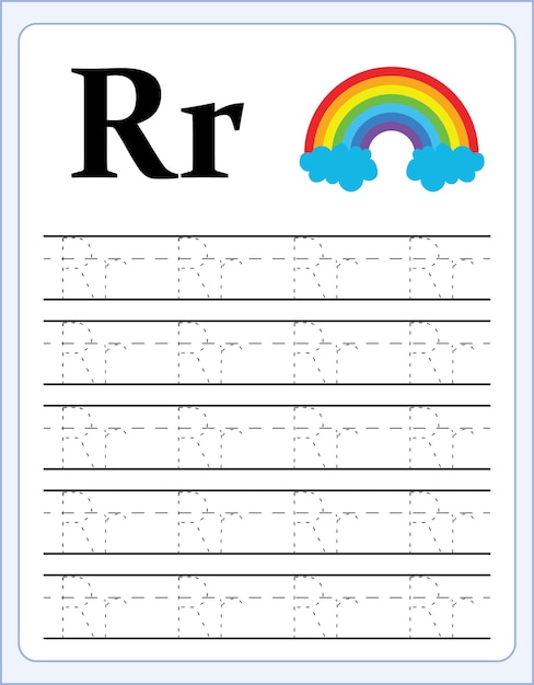 Alfabet overtrekken werkblad met letter