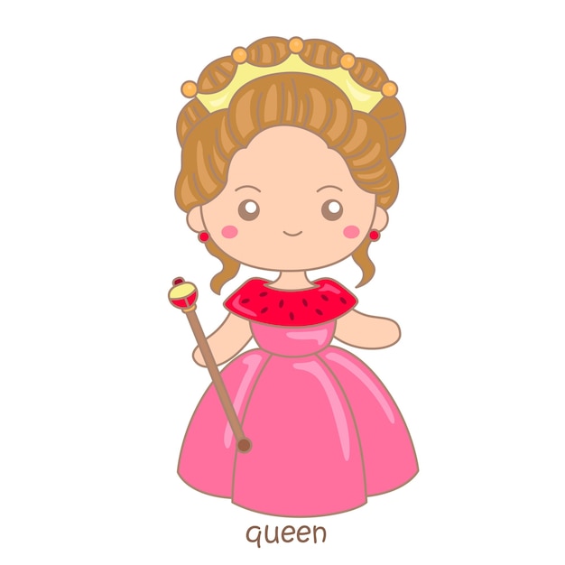 Alfabet Q For Queen Woordenschat Lezen Schrijven Les School Illustratie Vector Clipart Cartoon