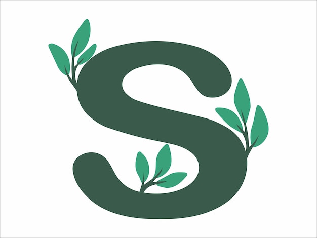 Alfabet S met botanische bladillustratie
