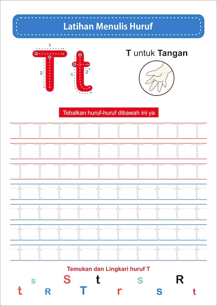 Vector alfabet traceren t - indonesische versie