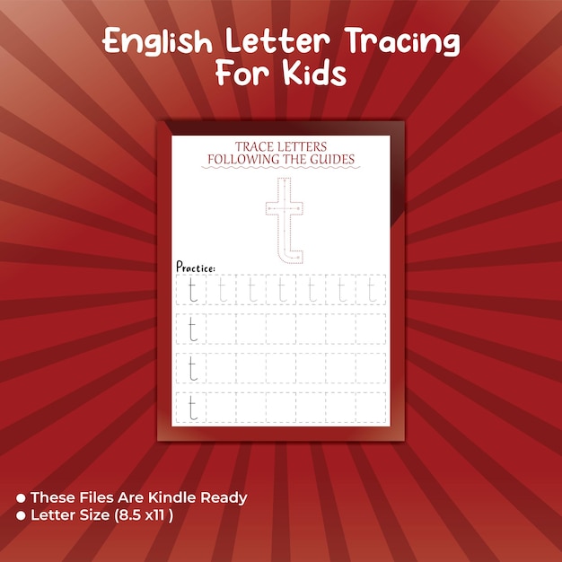 Alfabet traceren voor kinderen Letter - t