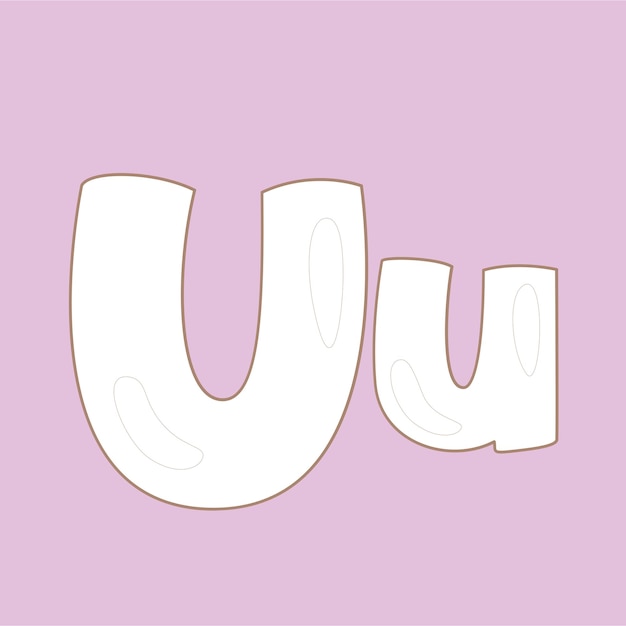 Vector alfabet u voor woordenschat schoolles cartoon digitale postzegel schets zwart-wit