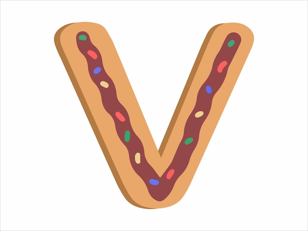 Vector alfabet v met donut illustratie