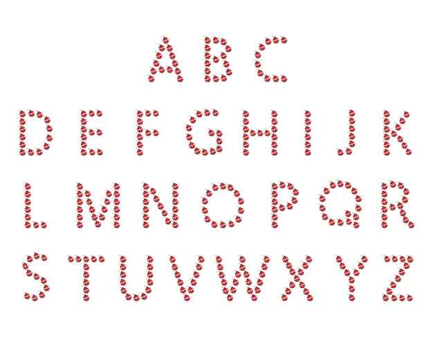 Alfabet van kerstbal schattig lettertype van feestelijke speelgoedvakantietekst voor nieuwjaar en kerstvec...