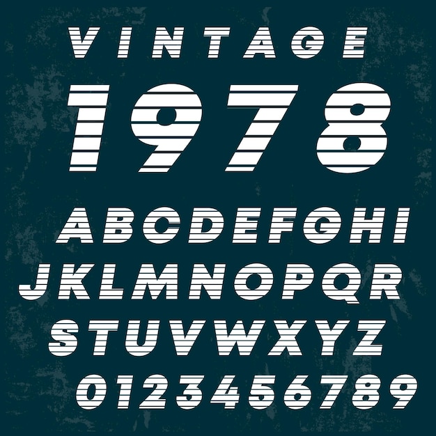 Vector alfabetletters en cijfers vintage design slot lijn lettertype sjabloon vectorillustratie