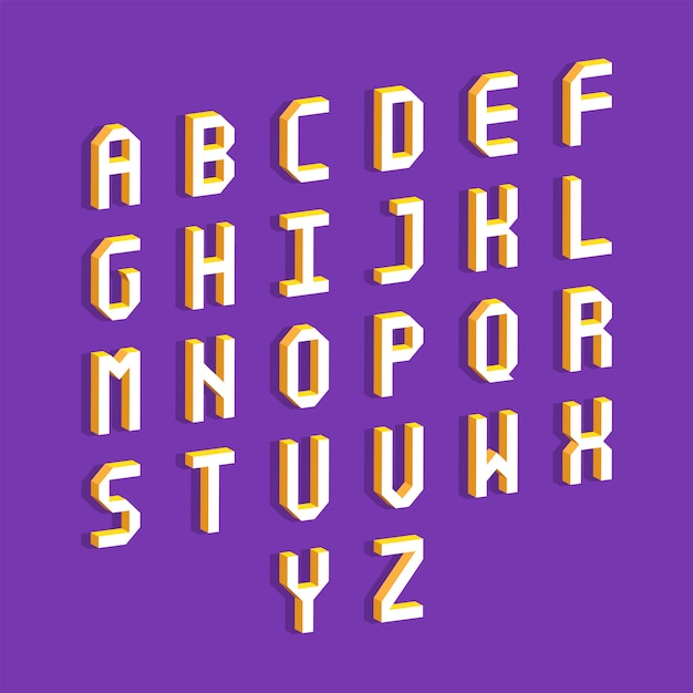 Alfabetletters met 3d isometrisch effect. vector illustratie.