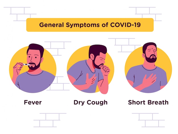 Algemene symptomen covid-19 illustratie