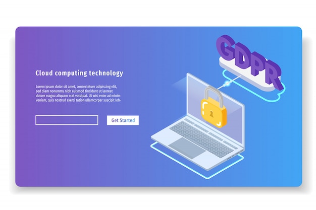 Algemene verordening gegevensbescherming - gdpr isometrisch concept. vector illustratie.