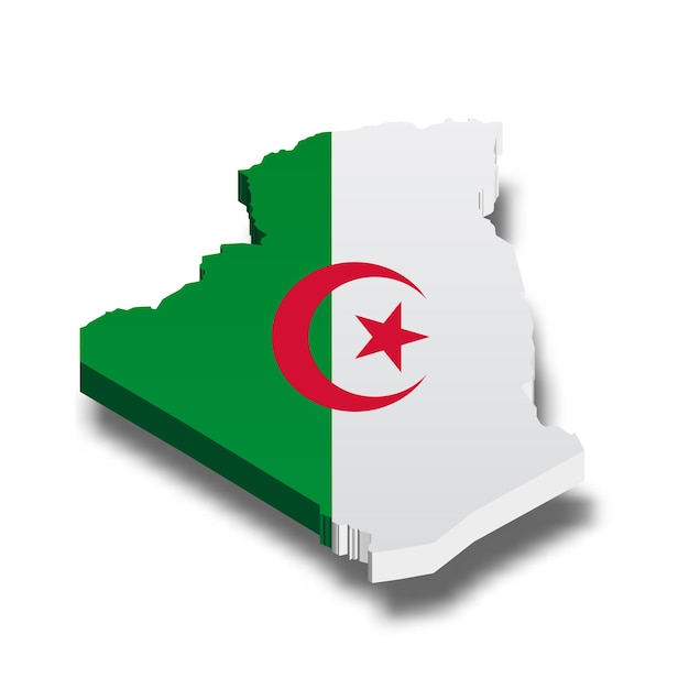 Алжир 3d карта с флагом