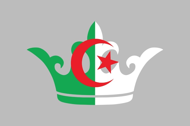 Forma di corona algerina con bandiera algerina bandiera dell'algeria originale e semplice bandiera algeriana vettore ill