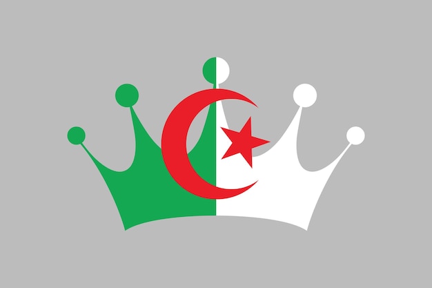 Vector algeria crown shape with algeria flag flag of algeria original and simple algeria flag