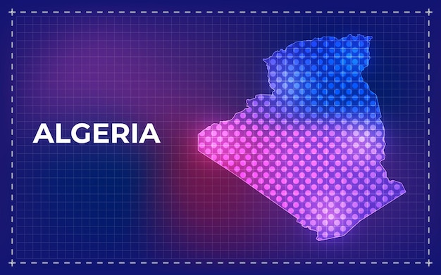 Algeria Digital Map with glowing Dots and Technology background