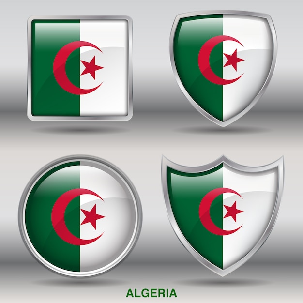 Vettore icona algeria bandiera smussata 4 forme