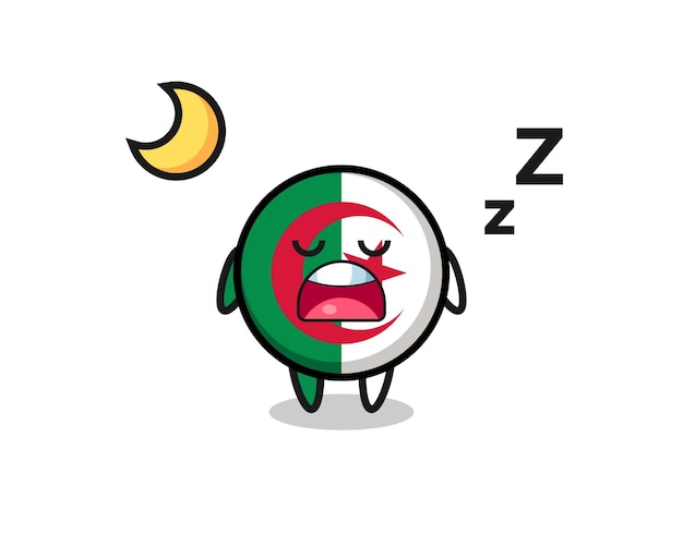 Illustrazione del personaggio della bandiera dell'algeria che dorme di notte