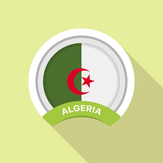 Algeria flag circle on gray background