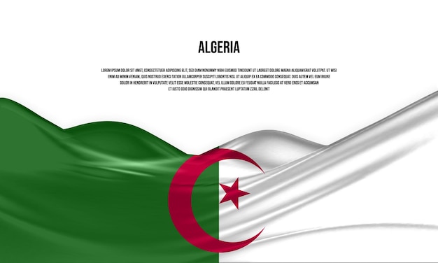 Algeria flag design. Waving Algerian flag made of satin or silk fabric. Vector Illustration.