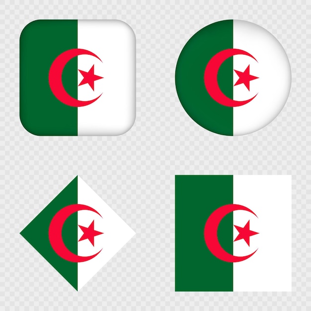 Algeria Flag Icons Pack Vector illustration