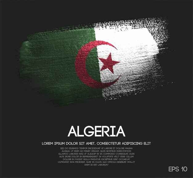 Algeria flag made of glitter sparkle brush paint