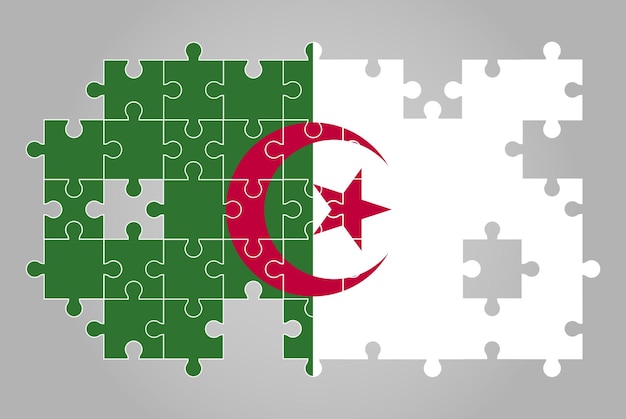 Algeria flag shape of jigsaw puzzle vector puzzle map Algeria flag for children