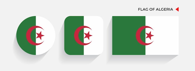 Algeria Flags arranged in round square and rectangular shapes