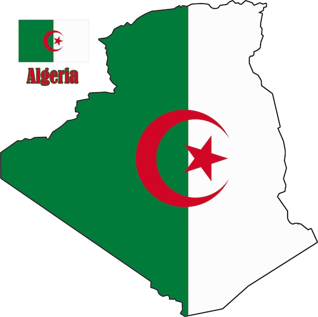アルジェリアの地図と国旗