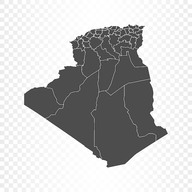 Vettore mappa dell'algeria isolata su trasparente