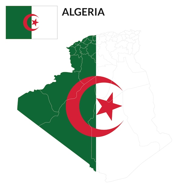 Algeria map Map of Algeria with Algeria flag