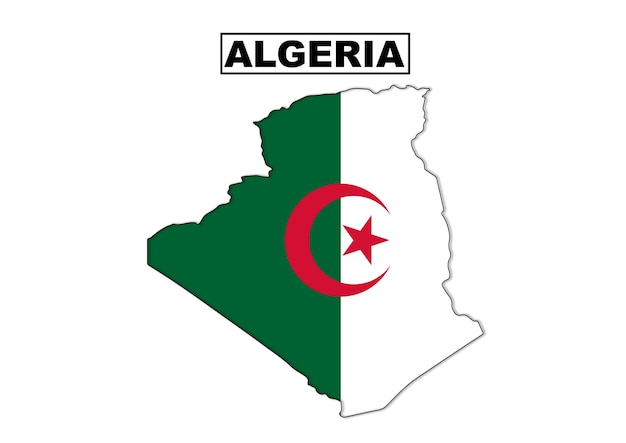 Mappa della bandiera di vettore dell'algeria