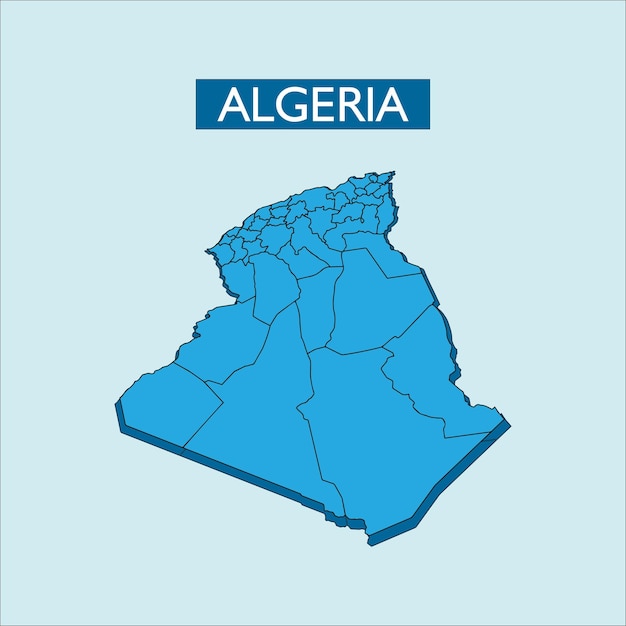 Алжир векторная карта синий цветной вектор